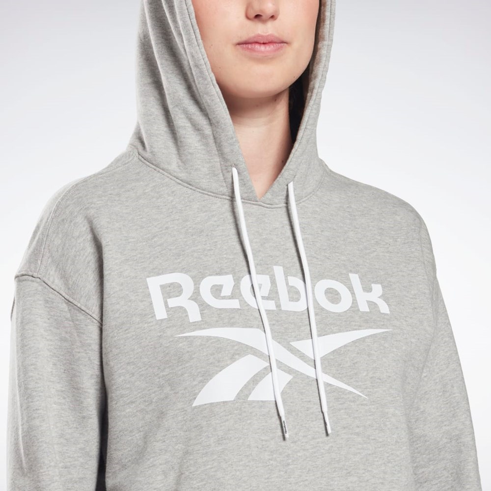 Reebok Reebok Identity Logo French Terry Hoodie Gris Blancas Blancas | 05QKEGSBD