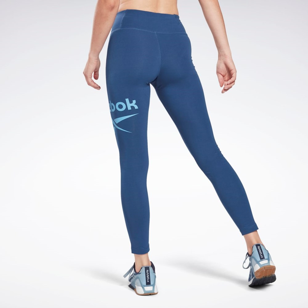 Reebok Reebok Identity Logo Leggings Azules | 76MGTCRKS