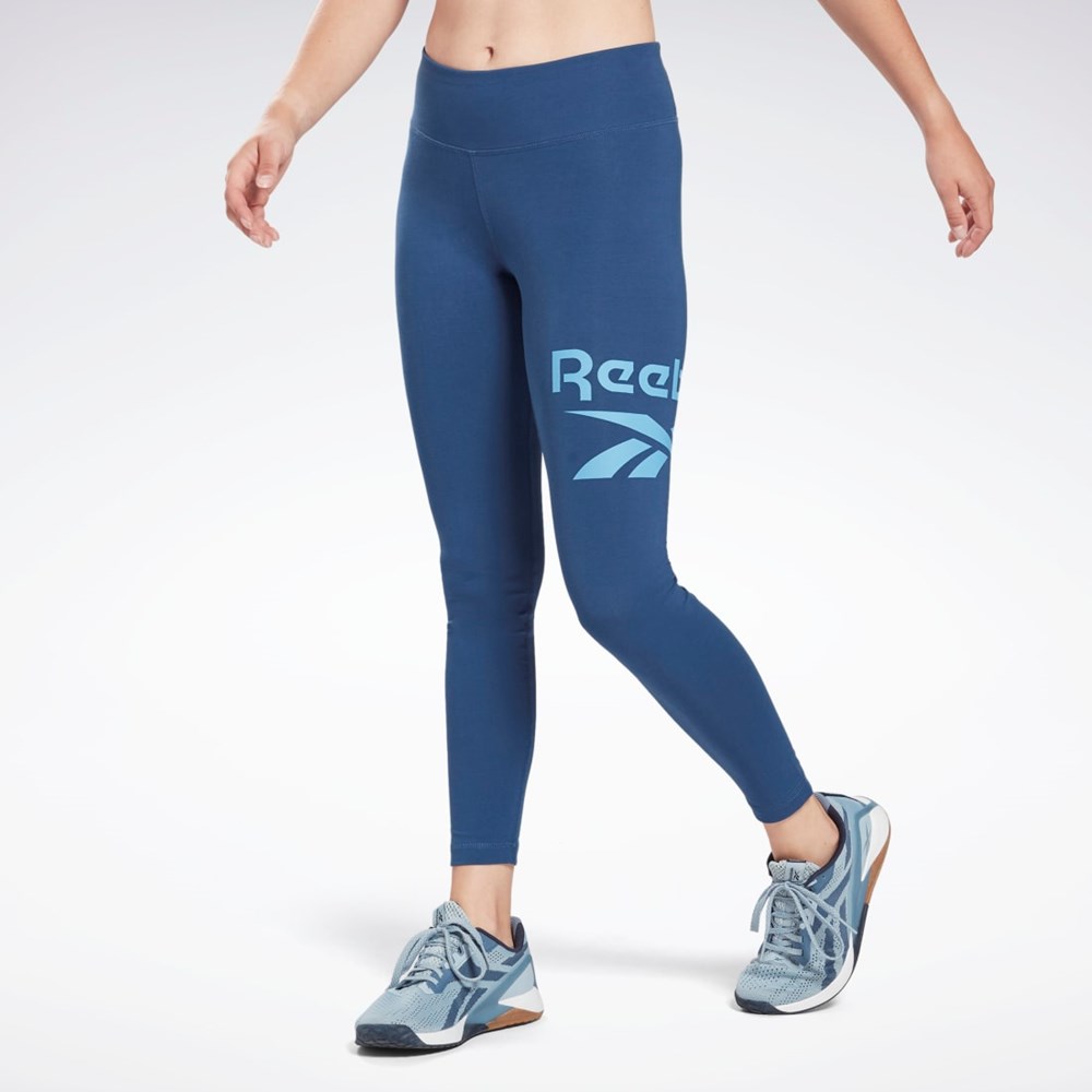 Reebok Reebok Identity Logo Leggings Azules | 76MGTCRKS
