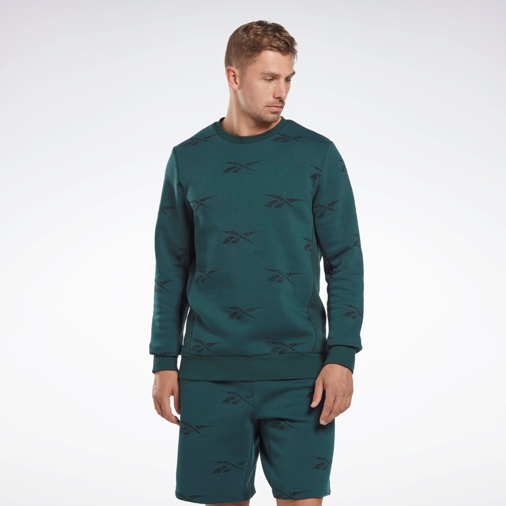 Reebok Reebok Identity Vector Fleece Crew Sweatshirt Verde | 31WTYACBN