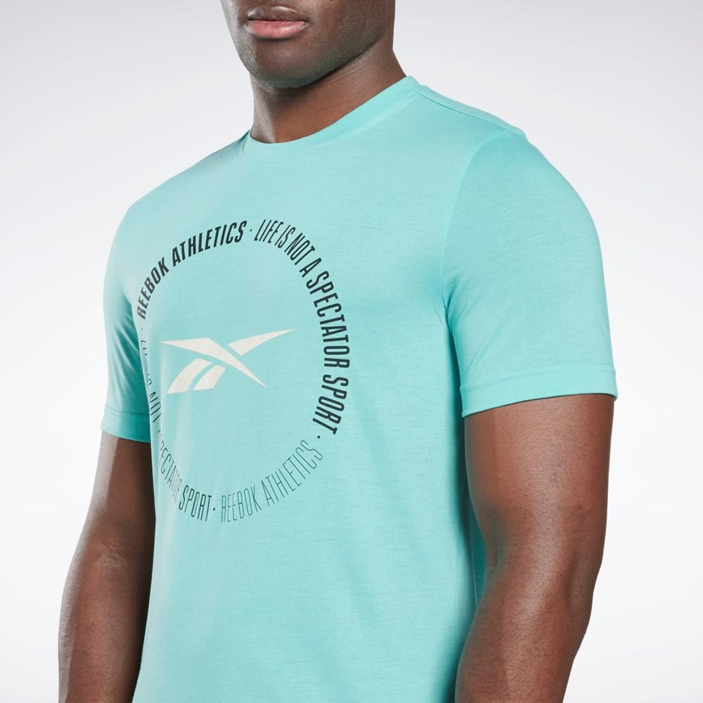 Reebok Reebok Life Is Not a Spectator Deporte Estampadas T-Shirt Semi Classic Teal | 90MSNBZIP