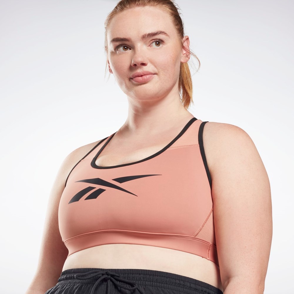 Reebok Reebok Lux Vector Racer Sports Bra (Plus Size) Coral | 23PRFHCSY