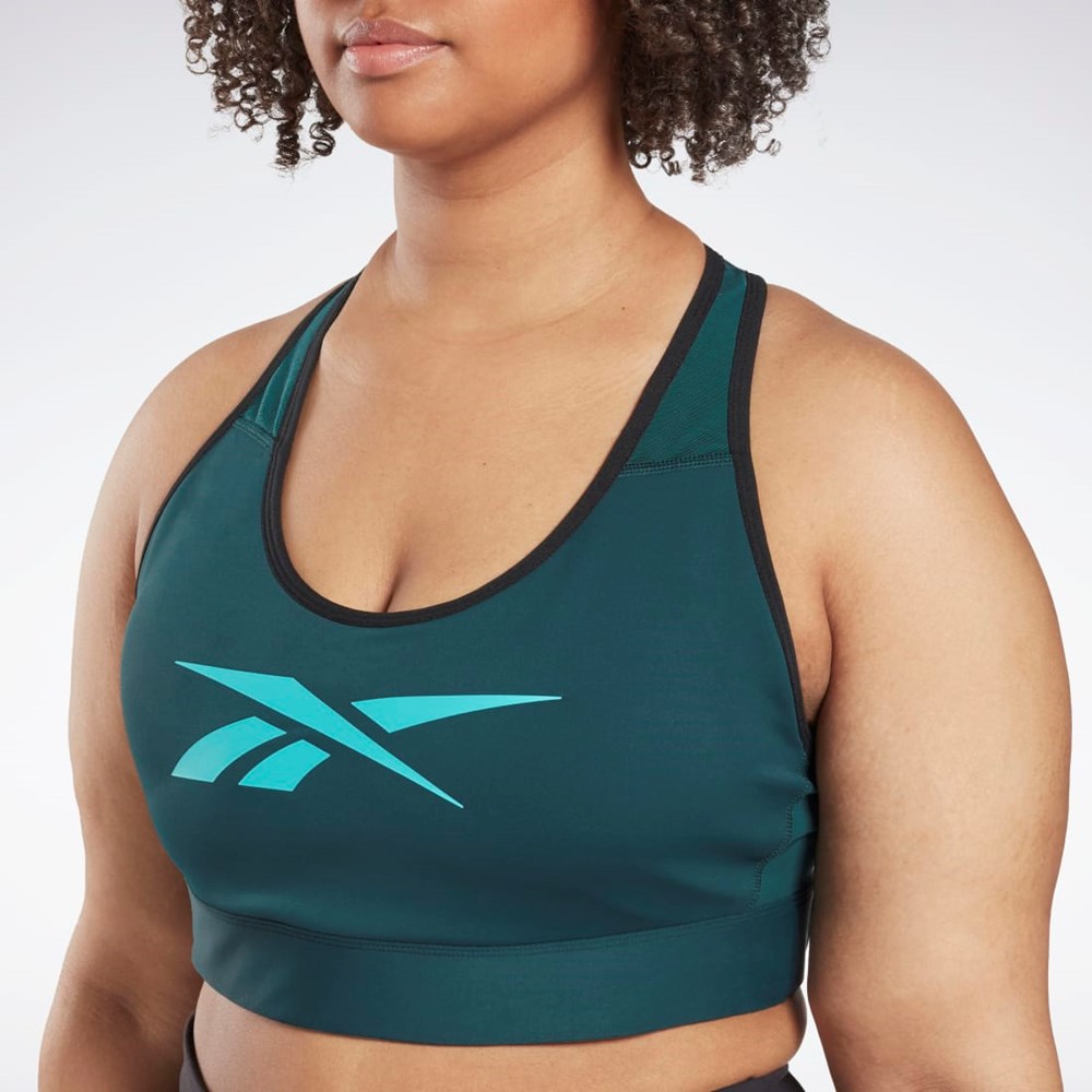 Reebok Reebok Lux Vector Racer Sports Bra (Plus Size) Verde | 75FGELROB