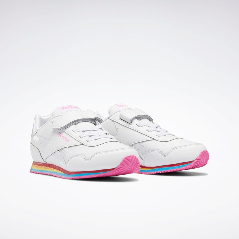 Reebok Reebok Royal CL Jog 3 1V Shoes - Preschool Blancas Blancas Rosas | 43OFYZAUJ