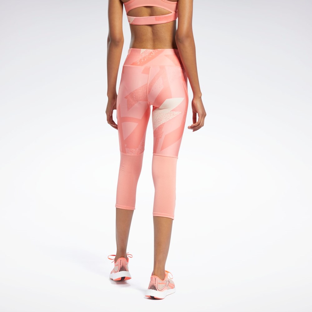 Reebok Run Essentials Allover Print 3/4 Leggings Coral | 84OECQSRT