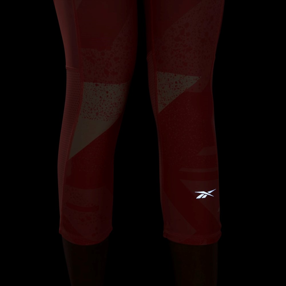 Reebok Run Essentials Allover Print 3/4 Leggings Coral | 84OECQSRT
