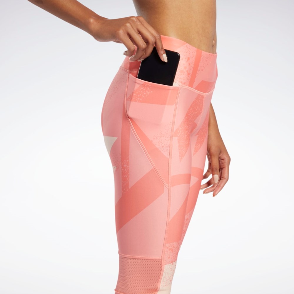 Reebok Run Essentials Allover Print 3/4 Leggings Coral | 84OECQSRT