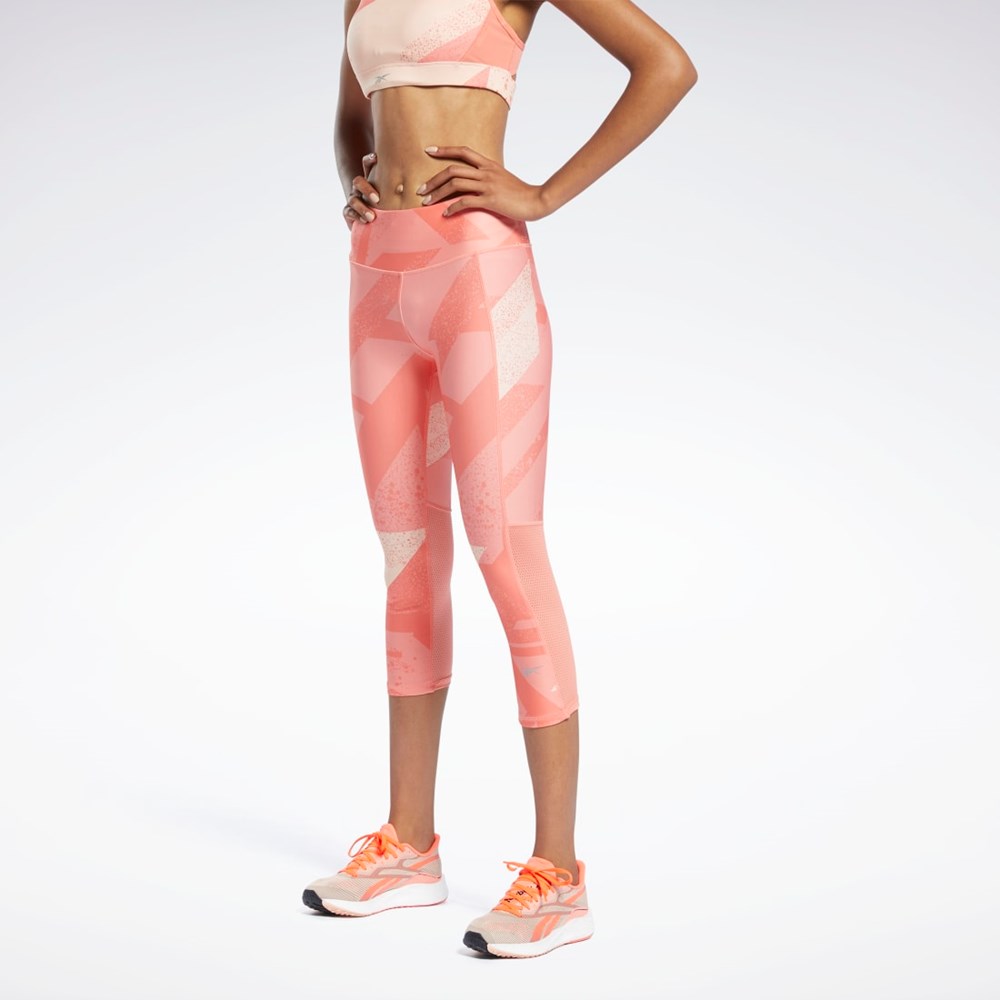 Reebok Run Essentials Allover Print 3/4 Leggings Coral | 84OECQSRT