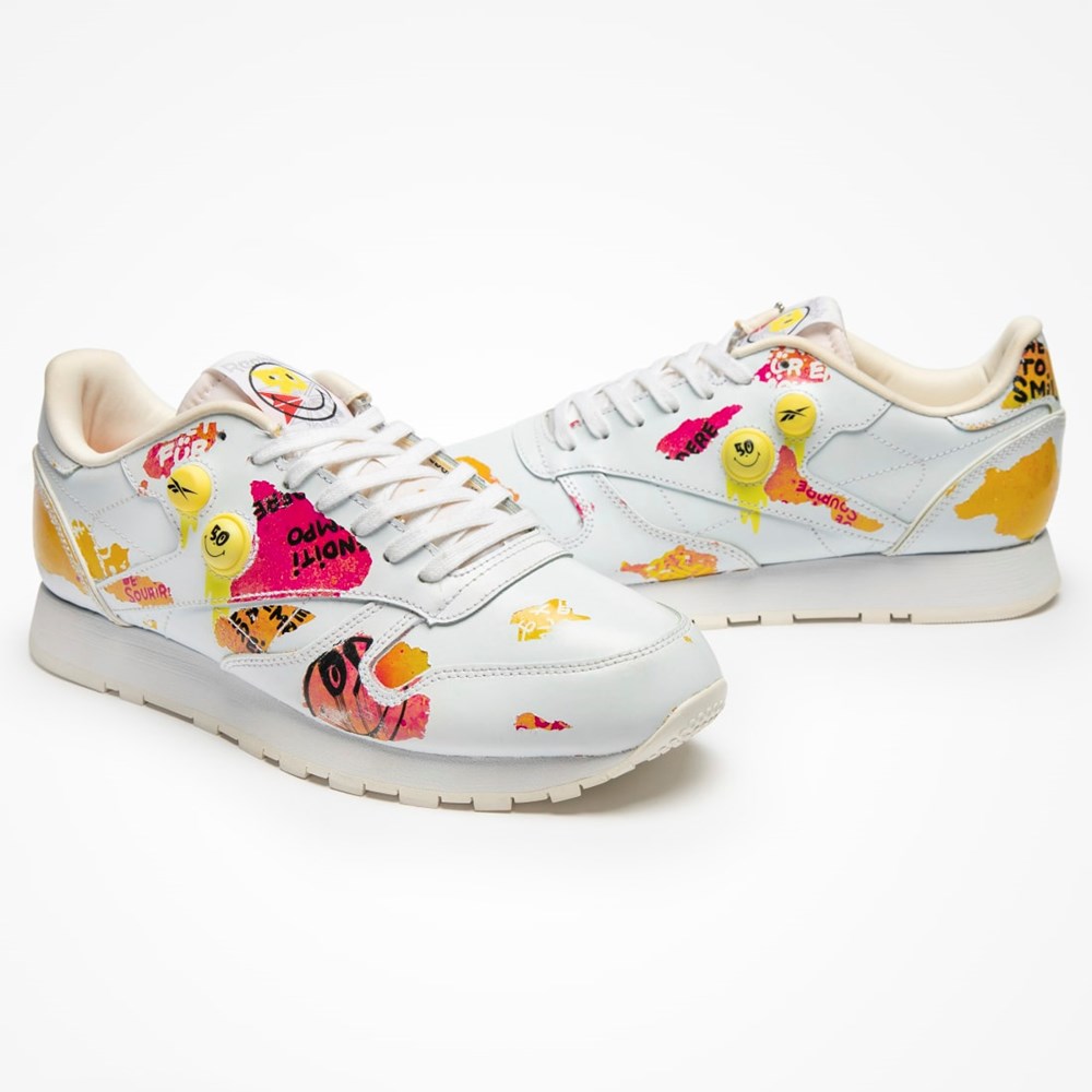 Reebok Smiley Classic Leather Pump 50th Shoes Blancas Blancas | 89ASYTBCH