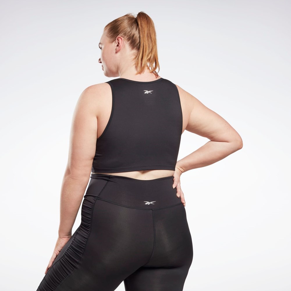 Reebok Studio Ruched Cropped Tank Top (Plus Size) Negras | 03DWOBUJE
