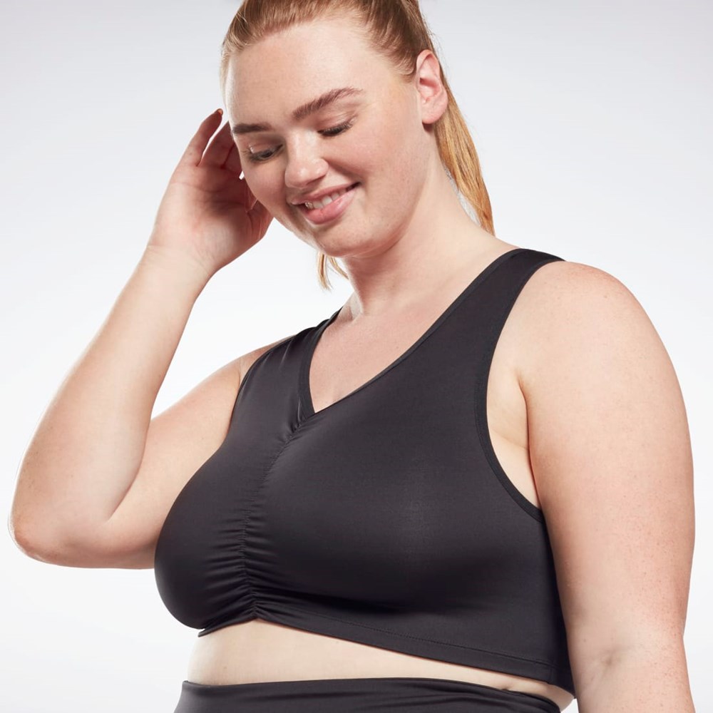 Reebok Studio Ruched Cropped Tank Top (Plus Size) Negras | 03DWOBUJE