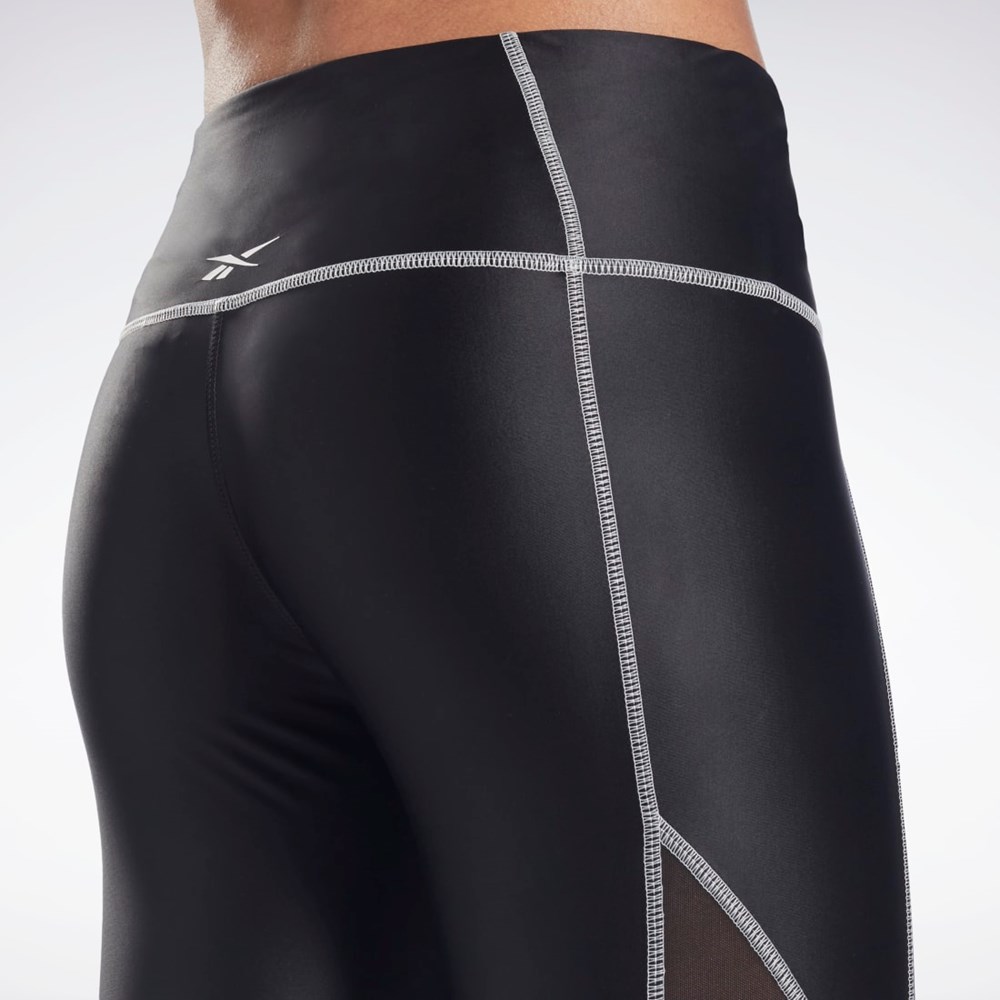 Reebok Studio Shiny Mesh Tights Negras | 50PGNCZED