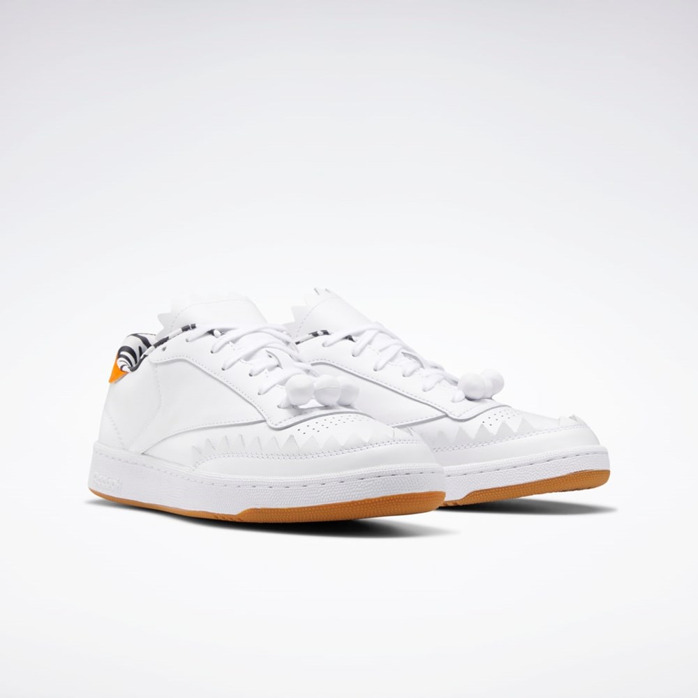 Reebok THE FLINTSTONES Club C Shoes Blancas Negras Naranjas | 93RMJAXIL