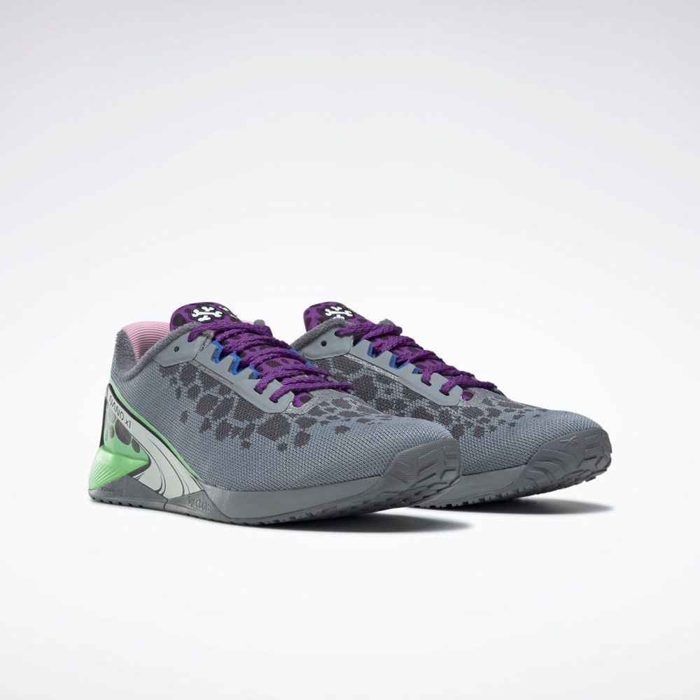 Reebok THE FLINTSTONES Nano X1 Entrenamiento Shoes Gris Moradas Verde Menta | 81MQKHPAB