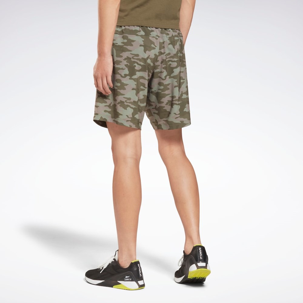 Reebok Workout Ready Camo Estampadas Shorts Verde | 27SVZAQRU