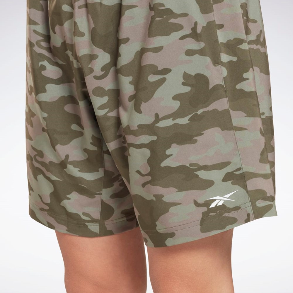 Reebok Workout Ready Camo Estampadas Shorts Verde | 27SVZAQRU
