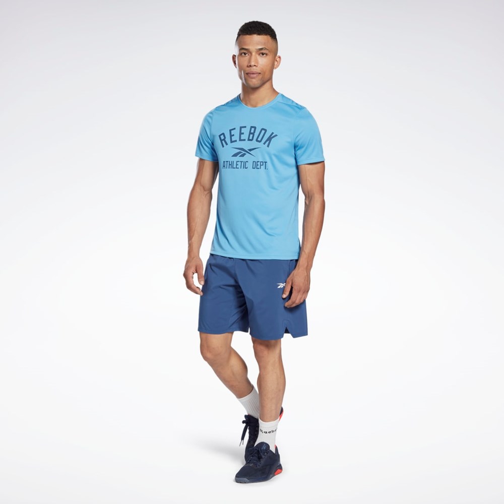 Reebok Workout Ready Estampadas T-Shirt Azules | 90AVLMPES