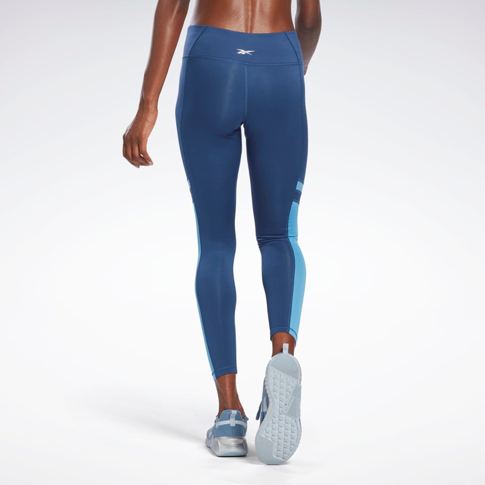 Reebok Workout Ready Mesh Leggings Azules | 75PNESXFZ
