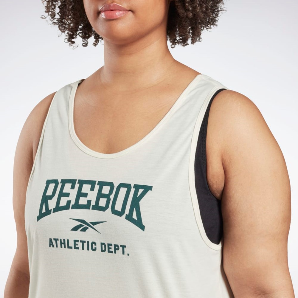 Reebok Workout Ready Supremium Estampadas Tank Top (Plus Size) Blancas | 72DPHMBVA