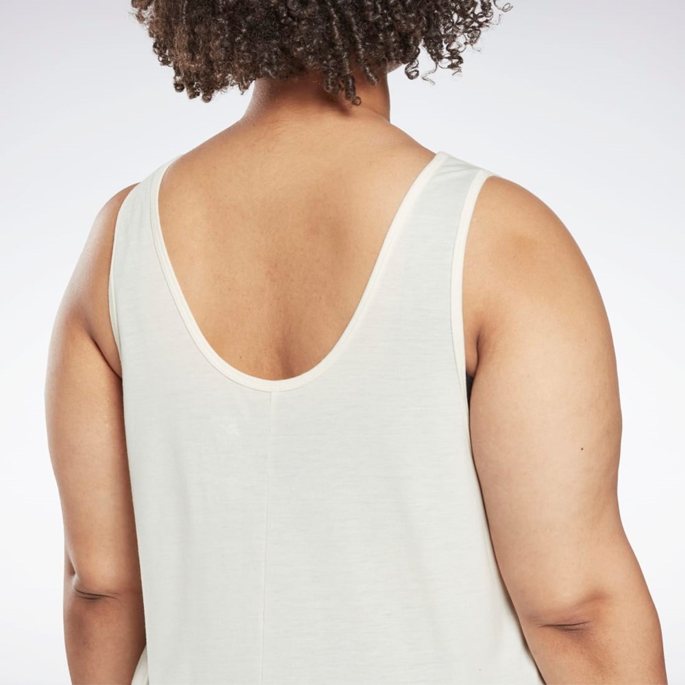 Reebok Workout Ready Supremium Estampadas Tank Top (Plus Size) Blancas | 72DPHMBVA