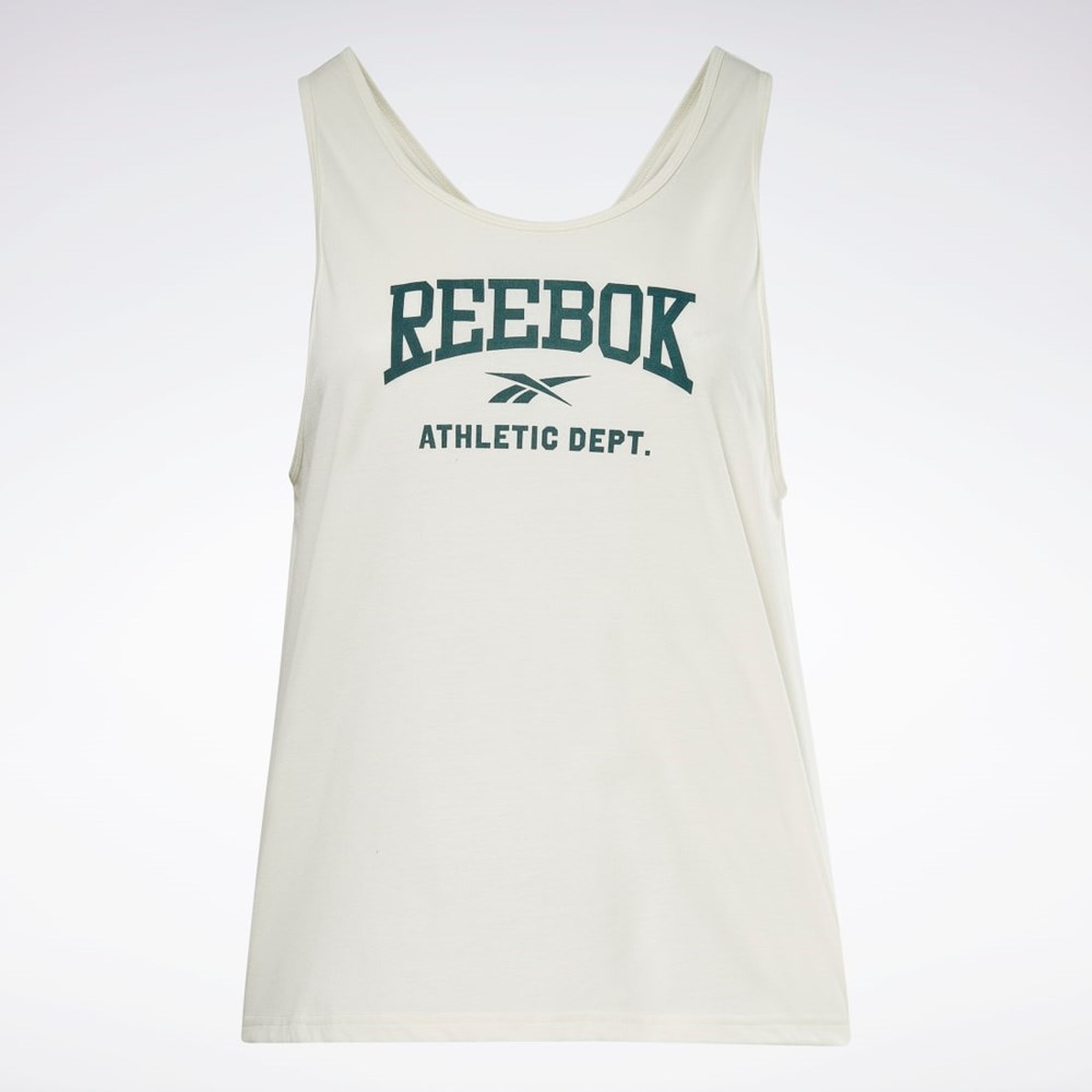 Reebok Workout Ready Supremium Estampadas Tank Top (Plus Size) Blancas | 72DPHMBVA