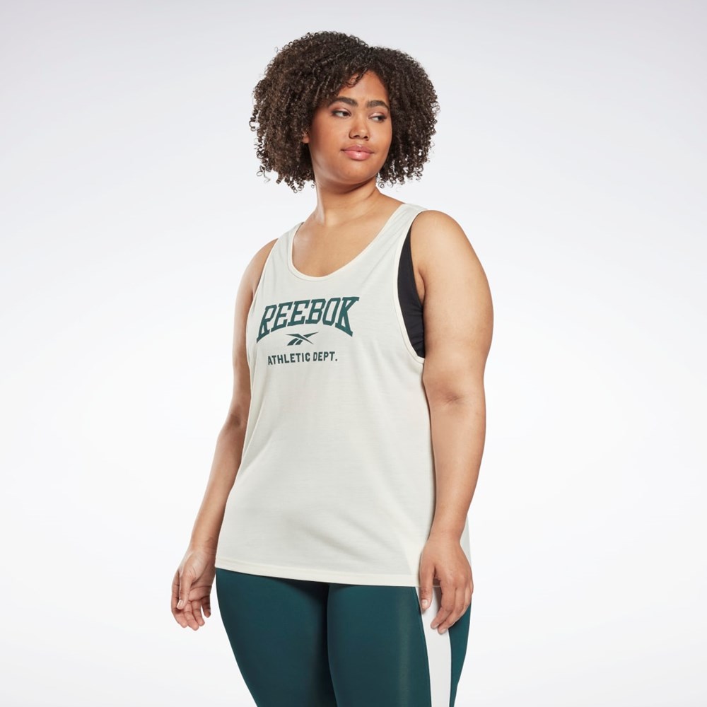 Reebok Workout Ready Supremium Estampadas Tank Top (Plus Size) Blancas | 72DPHMBVA