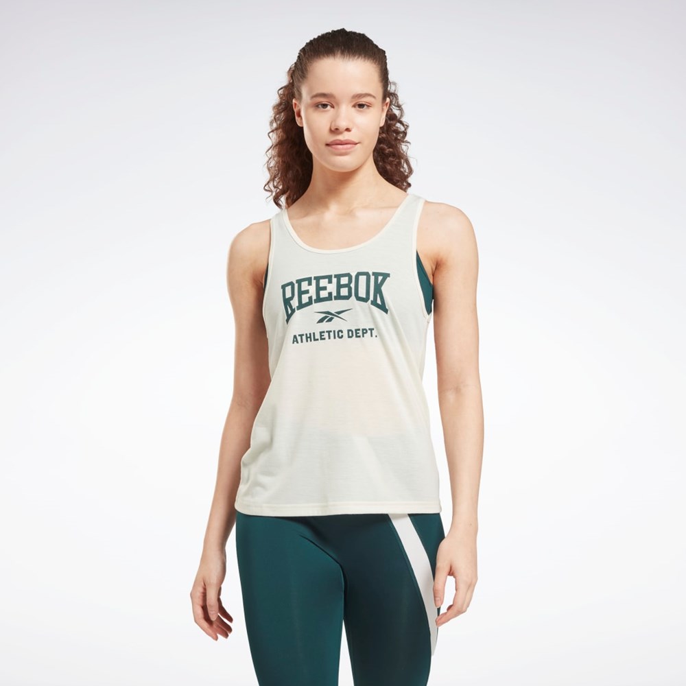 Reebok Workout Ready Supremium Estampadas Tank Top Blancas | 72JHEQXNK