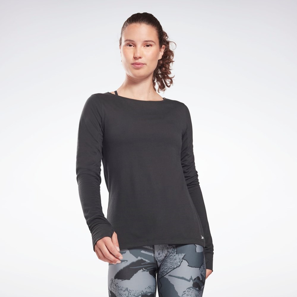 Reebok Workout Ready Supremium Long Sleeve T-Shirt Negras | 14GNOXRPY