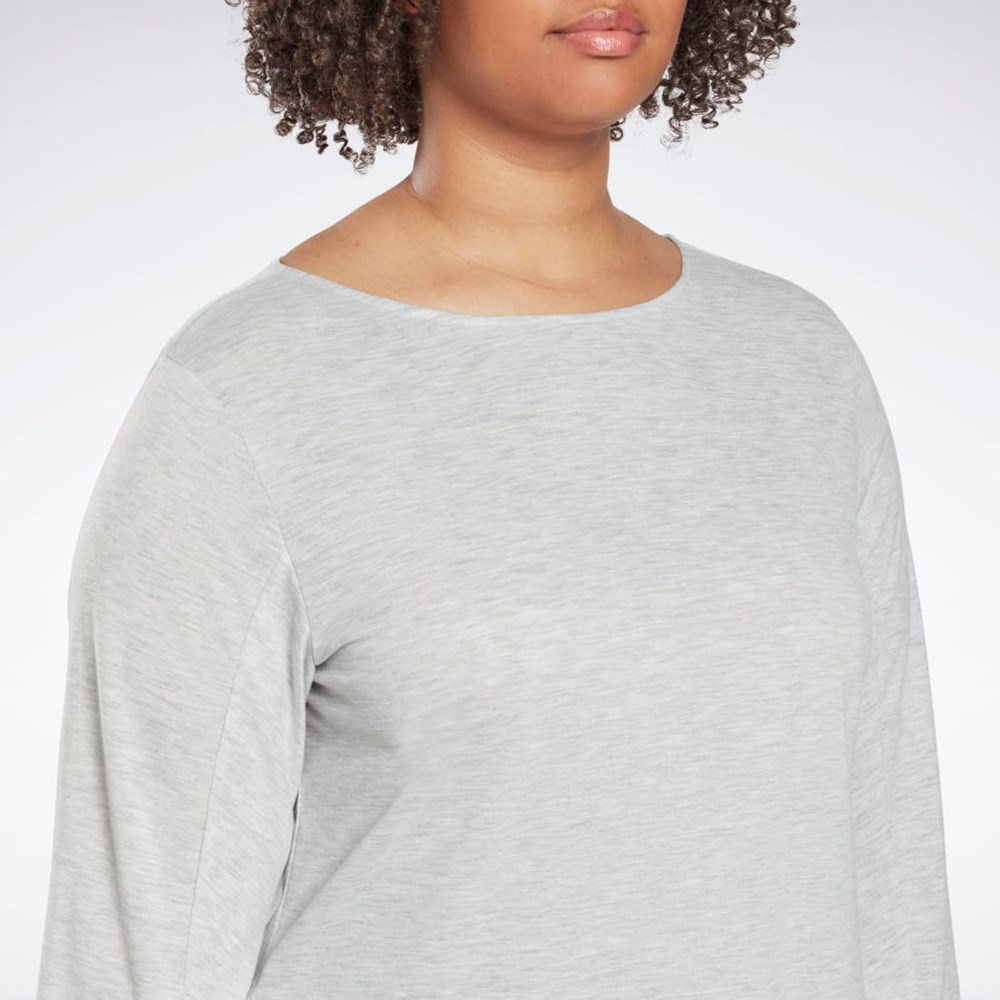 Reebok Workout Ready Supremium Long Sleeve T-Shirt (Plus Size) Gris Claro | 51LMECSVA