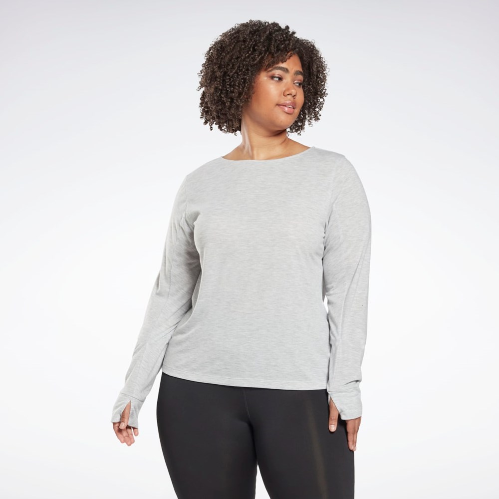 Reebok Workout Ready Supremium Long Sleeve T-Shirt (Plus Size) Gris Claro | 51LMECSVA