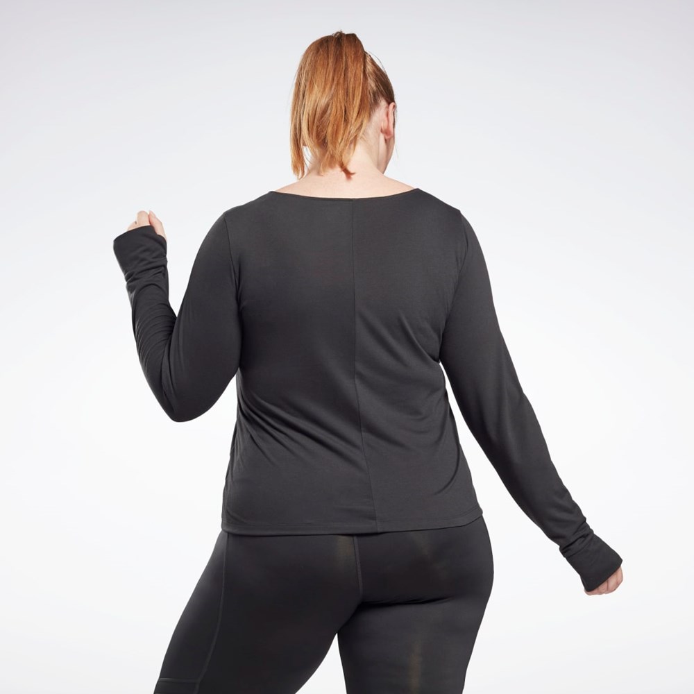 Reebok Workout Ready Supremium Long Sleeve T-Shirt (Plus Size) Negras | 60CFBKHWE
