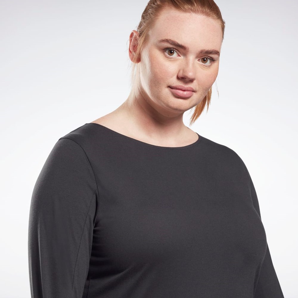 Reebok Workout Ready Supremium Long Sleeve T-Shirt (Plus Size) Negras | 60CFBKHWE