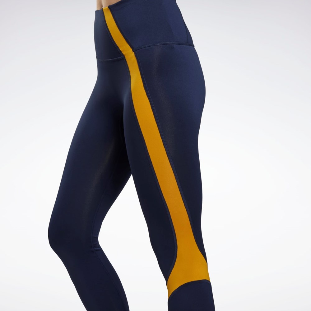 Reebok Workout Ready Vector Leggings Azul Marino | 24ESZQYAH