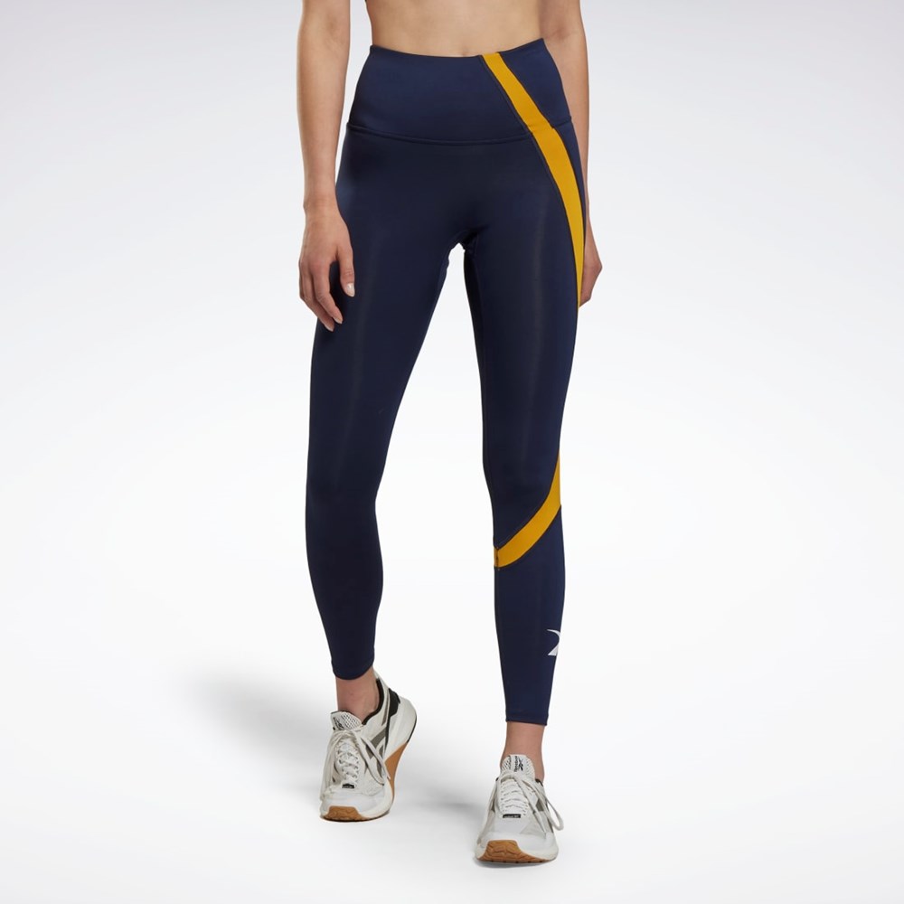 Reebok Workout Ready Vector Leggings Azul Marino | 24ESZQYAH