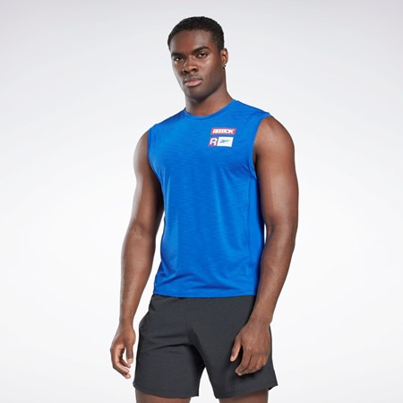 Reebok ACTIVCHILL Sin Manga T-Shirt Azules | 56HORIFPD