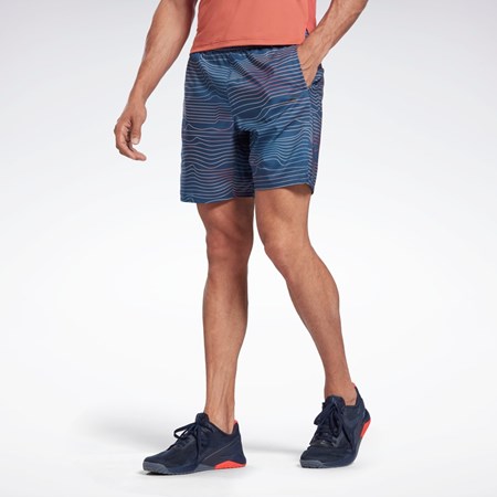 Reebok Allover Print Speed 2.0 Shorts Azules | 07TRNVOJY
