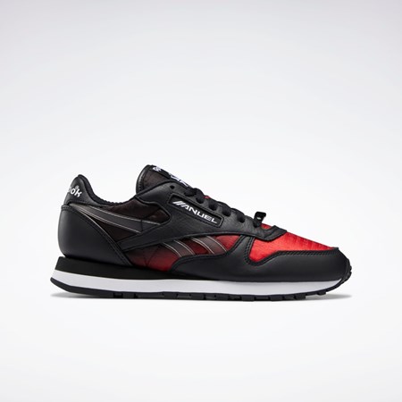 Reebok Anuel Classic Leather Shoes Negras Rojas Blancas | 23KFJBHCQ