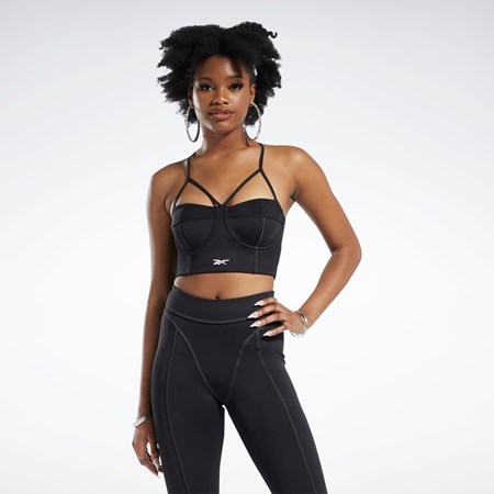 Reebok Cardi B Bralette Negras Blancas | 54MUGBHXS