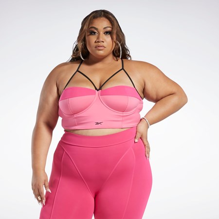 Reebok Cardi B Bralette (Plus Size) Rosas Rosas | 75INRMSHX