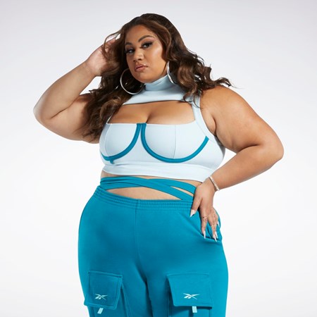 Reebok Cardi B Crop Top (Plus Size) Azules | 10NIZPDCV