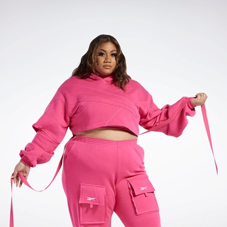 Reebok Cardi B Knit Hoodie (Plus Size) Rosas Rosas | 01NEGLAZS