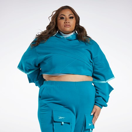Reebok Cardi B Knit Hoodie (Plus Size) Seaport Teal / Seaport Teal | 03KBVGWMP