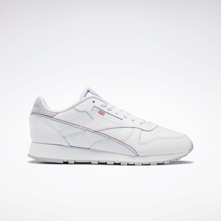 Reebok Classic Leather Make It Yours Shoes Blancas Blancas Azules | 74JWTBDUI