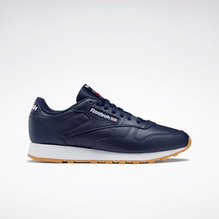 Reebok Classic Leather Shoes Azul Marino Blancas | 15CYONFBQ