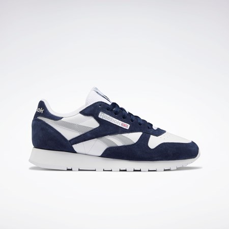 Reebok Classic Leather Shoes Azul Marino Blancas Gris | 78SVIUHMB