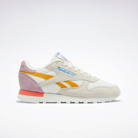 Reebok Classic Leather Shoes Chalk / Bright Ochre / Infused Lilac | 64DLXRJKF