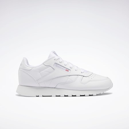 Reebok Classic Leather Shoes - Grade School Blancas Blancas Blancas | 19CNTZPYF