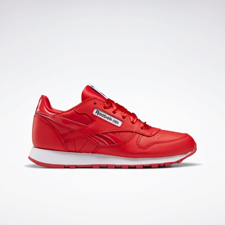 Reebok Classic Leather Shoes - Grade School Rojas Rojas Blancas | 37YULVRCJ