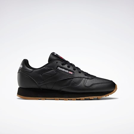 Reebok Classic Leather Shoes - Grade School Negras Negras | 42DSEBXUR