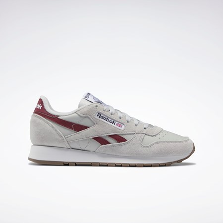 Reebok Classic Leather Shoes Gris Gris Burdeos | 21XUGKPYT